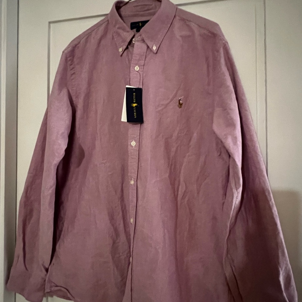 NWT Men’s Size XL Ralph Lauren Maroon Slim Fit Button Down Shirt